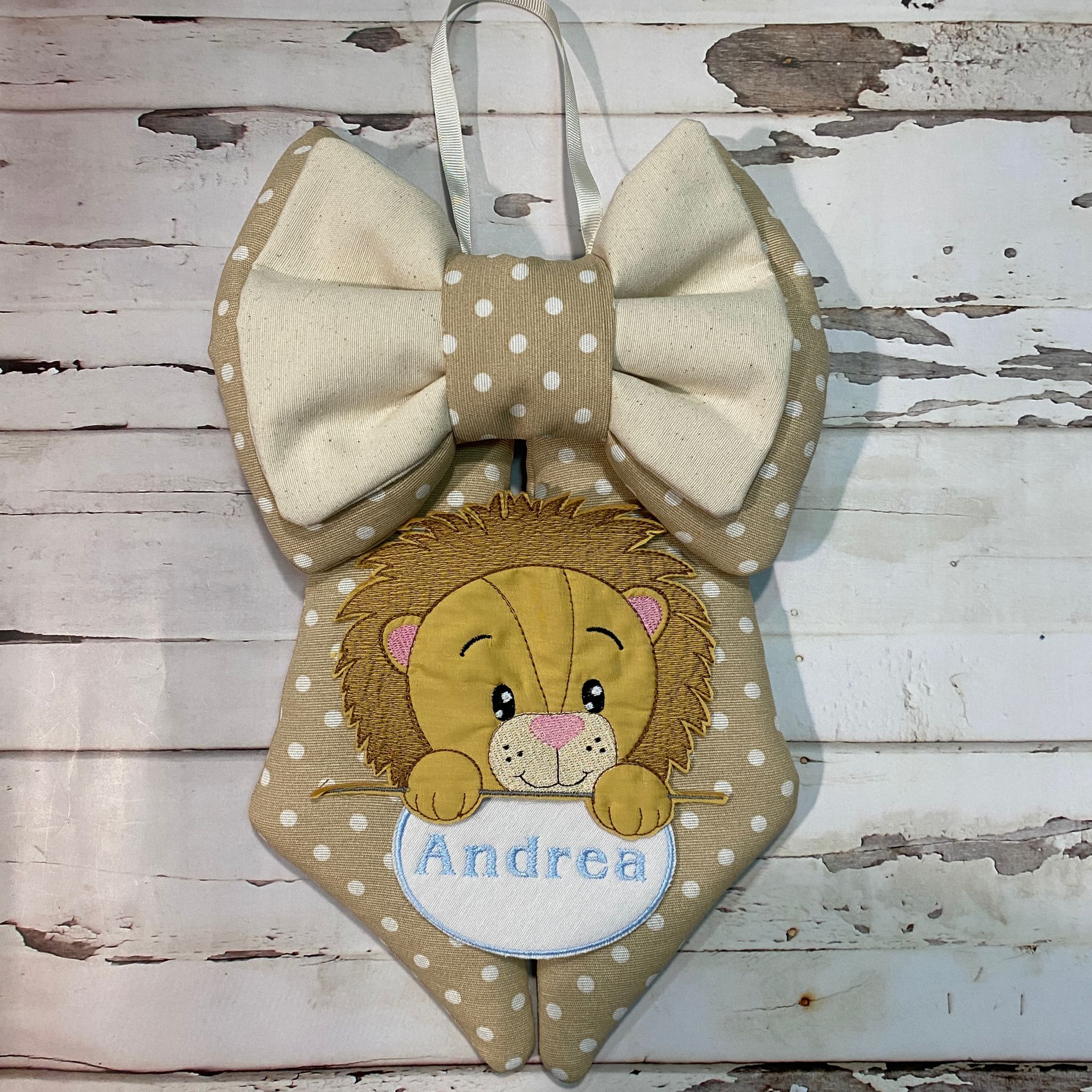 Fiocco Nascita Re Leone Personalizzato - In Tulle Azzurro Con Cuore Imbottito | Per Bimbi - Foto 2